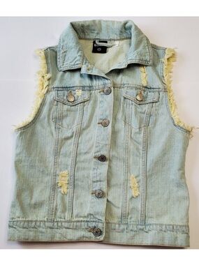 BDG Women’s  Light Blue Wash Button Front Cotton Denim Jean Vest S